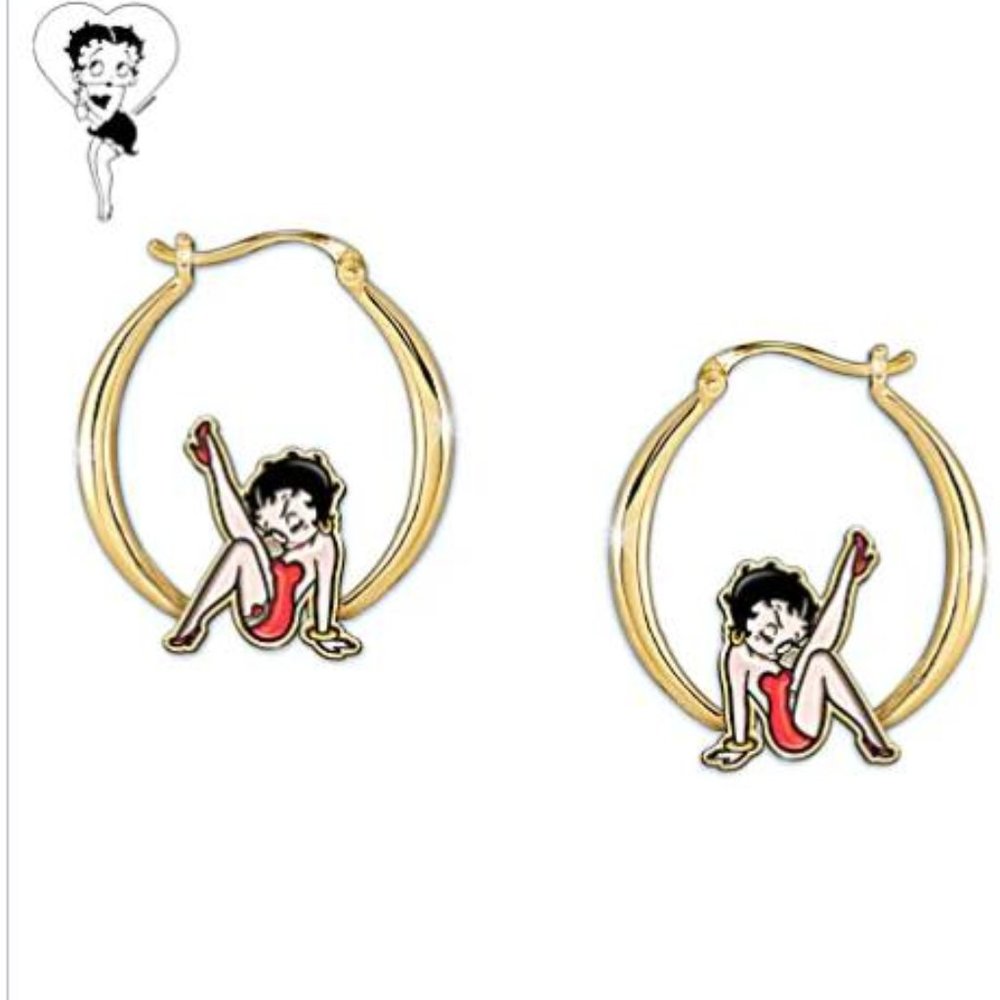 Gold Betty Boop Hoop Earrings Jewelry